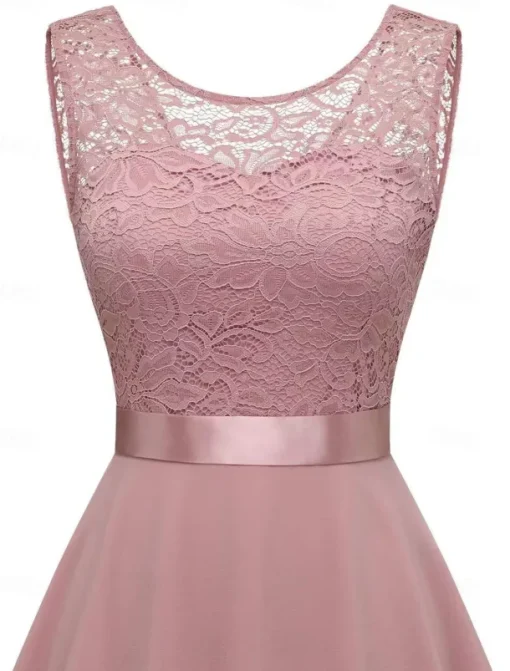 Women's Cocktail Party Dress Lace Dress Swing Dress Long Dress Maxi Dress Black Pink Wine Sleeveless Pure Color Lace Fall Spring Summer Crew Neck Fashion 2023 S M L XL XXL 3XL