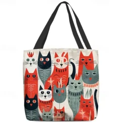 Women's Colorful Cat Pattern Tote Bag - Perfect for Cat Lovers and Everyday Use