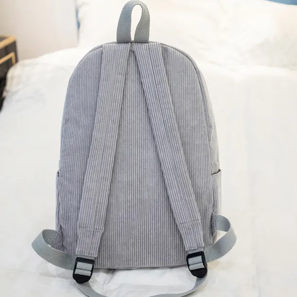Women's Corduroy Backpack with Tassel Drawstring and Front Pocket – Soft Lightweight Casual Bag for School, Travel, or Daily Use