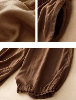 Women's Cotton Chinos Vintage Basic Full Length High Waist Plain Pocket Drawstring Comfort Outdoor Stretchy Vacation Street Causal White Yellow Khaki Beige Summer Spring Fall Loose Fit