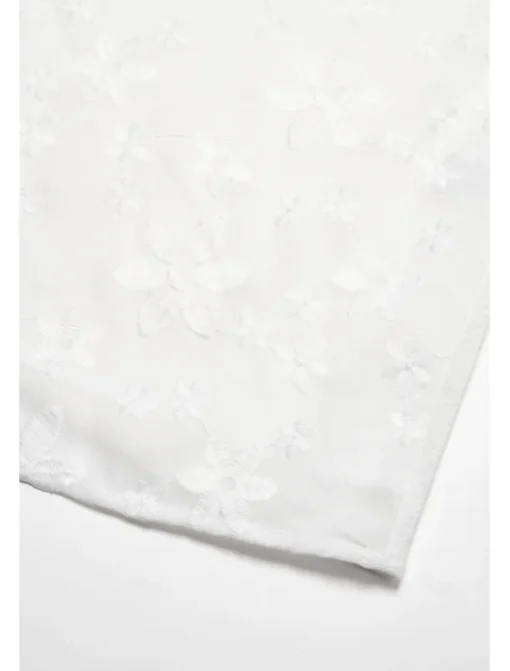 Women's Cotton Dress Sundress White Floral Midi Dress V-Neck Elegant Empire Waist Short Sleeve Ruched Pocket Summer Spring 2024 White Blue Green