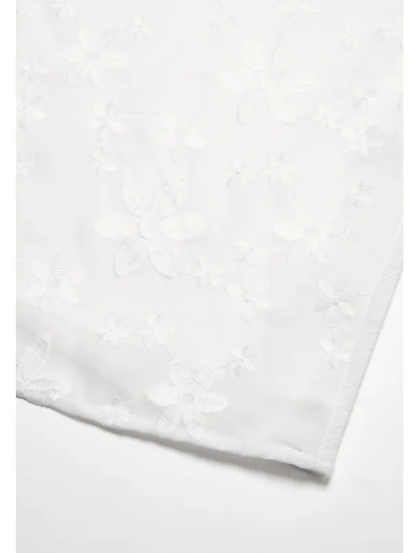 Women's Cotton Dress Sundress White Floral Midi Dress V-Neck Elegant Empire Waist Short Sleeve Ruched Pocket Summer Spring 2024 White Blue Green
