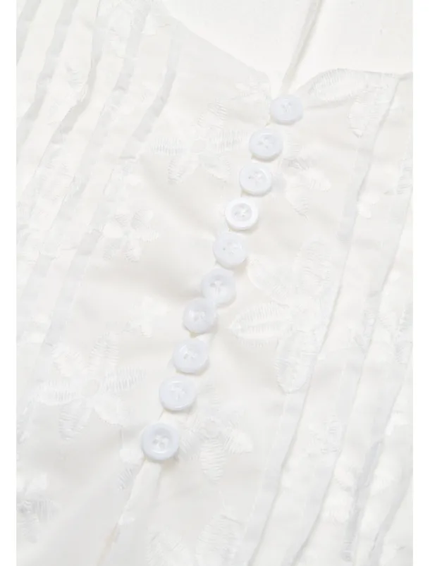 Women's Cotton Dress Sundress White Floral Midi Dress V-Neck Elegant Empire Waist Short Sleeve Ruched Pocket Summer Spring 2024 White Blue Green