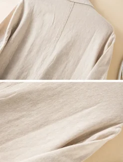 Women's Cotton Linen Blazer Comfortable Breathable Pocket Casual Plain Office Street Casual Daily Wear Single Breasted Regular Turndown Regular Fit Long Sleeve Outerwear White Green Beige Summer