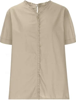 Women's Cotton Linen Blouse Solid Color Elegant Casual Short Sleeve V Neck Regular Tops Daily Holiday Pleated Black White Pink Purple Green Summer