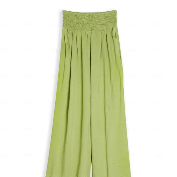 Women's Cotton Linen Pants Wide Leg Trousers Fashion Casual Lounge Full Length High Waist Baggy Micro-elastic Vacation Daily Apple Green Black White Dark Navy Autumn / Fall