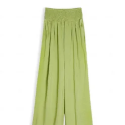 Women's Cotton Linen Pants Wide Leg Trousers Fashion Casual Lounge Full Length High Waist Baggy Micro-elastic Vacation Daily Apple Green Black White Dark Navy Autumn / Fall