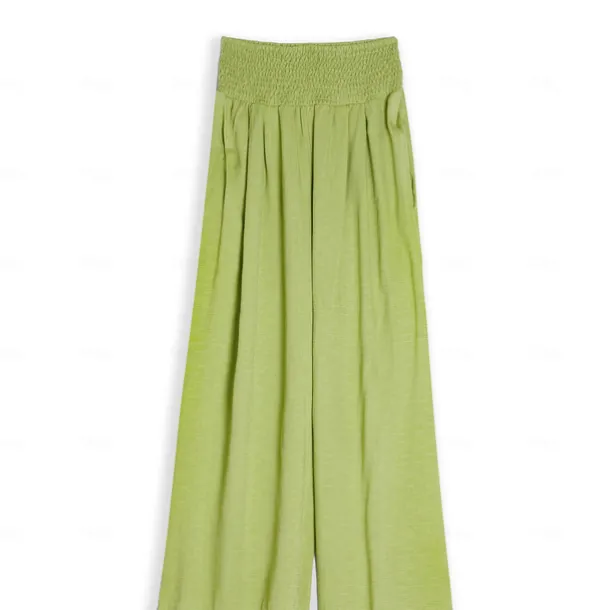 Women's Cotton Linen Pants Wide Leg Trousers Fashion Casual Lounge Full Length High Waist Baggy Micro-elastic Vacation Daily Apple Green Black White Dark Navy Autumn / Fall