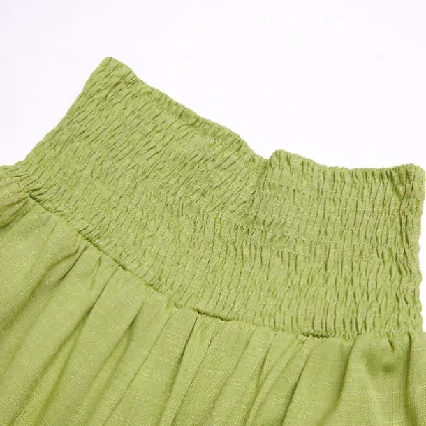 Women's Cotton Linen Pants Wide Leg Trousers Fashion Casual Lounge Full Length High Waist Baggy Micro-elastic Vacation Daily Apple Green Black White Dark Navy Autumn / Fall