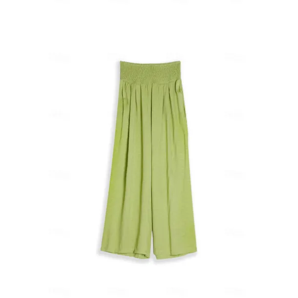 Women's Cotton Linen Pants Wide Leg Trousers Fashion Casual Lounge Full Length High Waist Baggy Micro-elastic Vacation Daily Apple Green Black White Dark Navy Autumn / Fall