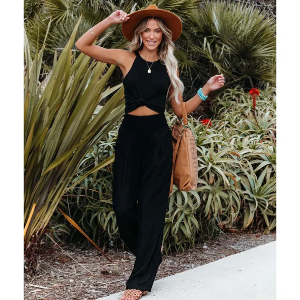 Women's Cotton Linen Pants Wide Leg Trousers Fashion Casual Lounge Full Length High Waist Baggy Micro-elastic Vacation Daily Apple Green Black White Dark Navy Autumn / Fall