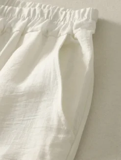 Women's Cotton Linen Pants Chinos Ethnic Style Basic Casual Full Length High Waist Floral Embroidered Pocket Elastic Waist Comfort Outdoor Micro-elastic Vacation Street Daily Khaki Beige Summer