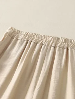 Women's Cotton Linen Pants Chinos Ethnic Style Basic Casual Full Length High Waist Floral Embroidered Pocket Elastic Waist Comfort Outdoor Micro-elastic Vacation Street Daily Khaki Beige Summer