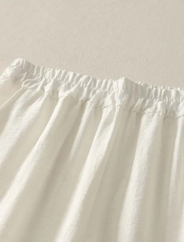 Women's Cotton Linen Pants Chinos Ethnic Style Basic Casual Full Length High Waist Floral Embroidered Pocket Elastic Waist Comfort Outdoor Micro-elastic Vacation Street Daily Khaki Beige Summer