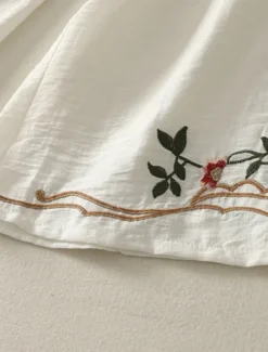 Women's Cotton Linen Pants Chinos Ethnic Style Basic Casual Full Length High Waist Floral Embroidered Pocket Elastic Waist Comfort Outdoor Micro-elastic Vacation Street Daily Khaki Beige Summer