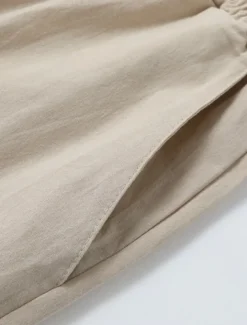 Women's Cotton Linen Pants Chinos Pants Trousers Basic Casual Long High Waist Plain Pocket Elastic Drawstring Design High Cut Breathability Soft Micro-elastic Street Daily Wear Black White Green Khaki