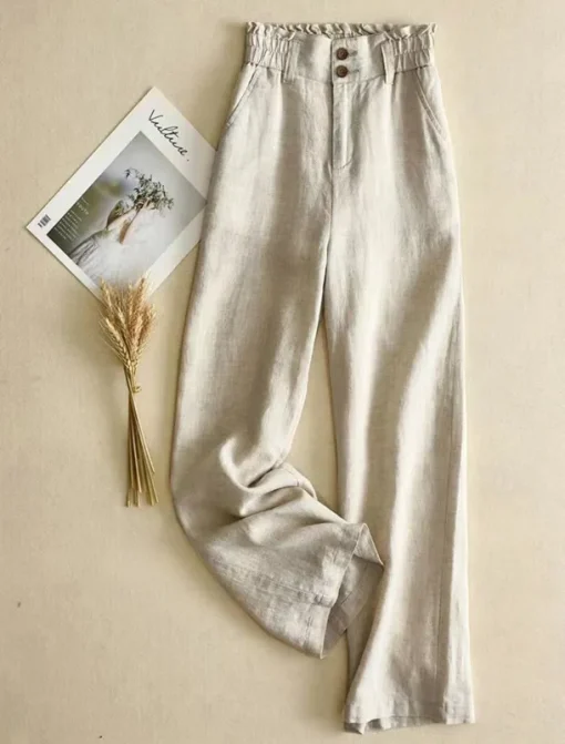 Women's Cotton Linen Pants Pants Trousers Fashion Long Plain Side Pockets Breathability Comfortable Inelastic Casual Daily Black White Beige Spring & Summer Regular Fit