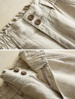 Women's Cotton Linen Pants Pants Trousers Fashion Long Plain Side Pockets Breathability Comfortable Inelastic Casual Daily Black White Beige Spring & Summer Regular Fit