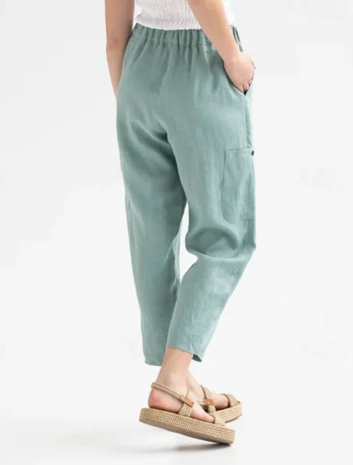 Women's Cotton Linen Pants Pants Trousers Palazzo Pants Fashion Streetwear Comfort Full Length High Waist Plain Elastic Waist Comfy Outdoor Comfortable Street Daily Wear Going out Dark Grey Black