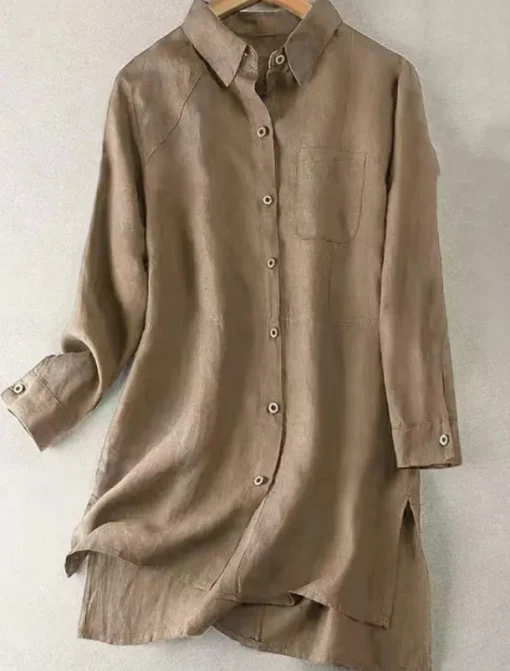 Women's Cotton Linen Shirts Solid Color Stylish Basic Casual Long Sleeve Shirt Collar Long Tops Daily Buttons White Army Green Khaki Summer Fall