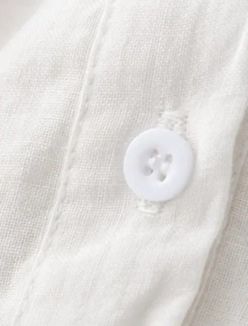 Women's Cotton Linen Shirts Solid Color Stylish Basic Casual 3/4 Length Sleeve Shirt Collar Regular Tops Daily Buttons White Pink Light Blue Summer