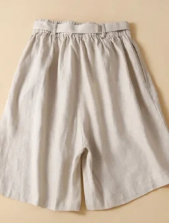 Women's Cotton Linen Shorts Shorts Slacks Casual Short Natural Plain Pocket Elastic Waist Outdoor Comfortable Vacation Holiday Apricot Black White Blue Summer Regular Fit