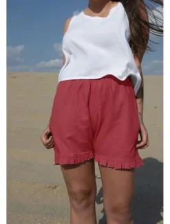 Women's Cotton Linen Shorts Shorts Slacks Casual Daily Casual Short Natural Plain Elastic Waist Comfy Comfortable Daily Wear Going out Wine Grey Black Pink Summer Regular Fit