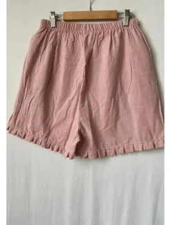 Women's Cotton Linen Shorts Shorts Slacks Casual Daily Casual Short Natural Plain Elastic Waist Comfy Comfortable Daily Wear Going out Wine Grey Black Pink Summer Regular Fit