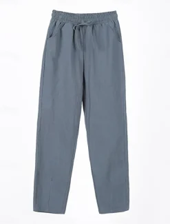 Women's Cotton Linen Shorts Linen-Inspired Pants Cotton Linen Pants Streetwear Simple Casual Long Mid Waist Plain Pocket Drawstring Baggy Breathable Soft Outdoor Micro-elastic Outdoor Vacation Casual