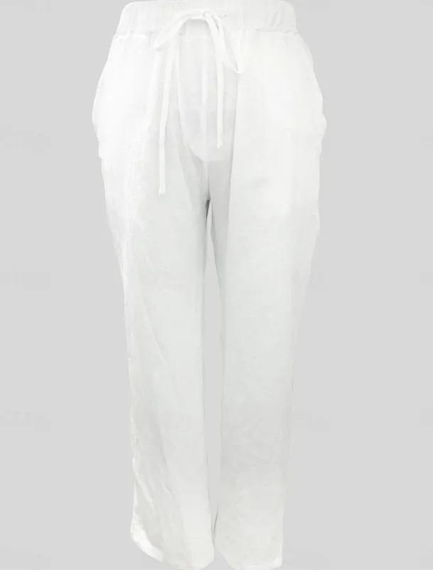 Women's Cotton Linen Shorts Linen-Inspired Pants Cotton Linen Pants Simple Classic & Timeless Full Length High Waist Solid Color Patchwork Pocket Drawstring Comfy Quick Dry Breathability Micro-elastic