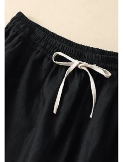Women's Cotton Linen Shorts Shorts Slacks Streetwear Casual Short Natural Plain Pocket Elastic Drawstring Design Comfy Outdoor Comfortable Street Casual Daily Apricot Black Brown Summer Regular Fit