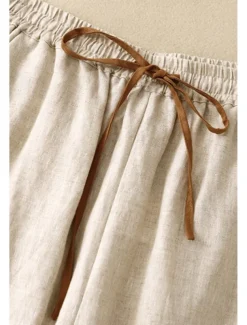 Women's Cotton Linen Shorts Shorts Slacks Streetwear Casual Short Natural Plain Pocket Elastic Drawstring Design Comfy Outdoor Comfortable Street Casual Daily Apricot Black Brown Summer Regular Fit