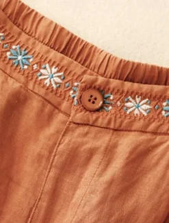 Women's Cotton Linen Shorts Shorts Slacks Casual Short Natural Flower Pocket Printing Comfy Comfortable Street Going out Sapphire Blue Dark Navy Purple Orange Summer Regular Fit