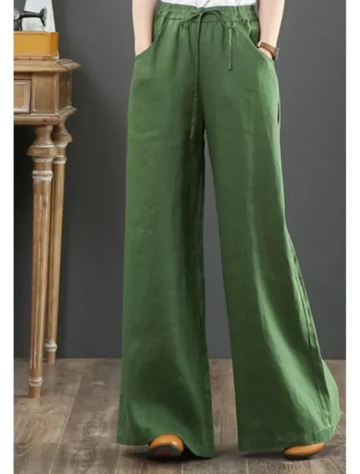 Women's Cotton Linen Shorts Linen-Inspired Pants Cotton Linen Pants Fashion Streetwear Full Length Natural Plain Pocket Elastic Drawstring Design Comfy Comfortable Street Going out Apricot Jacinth