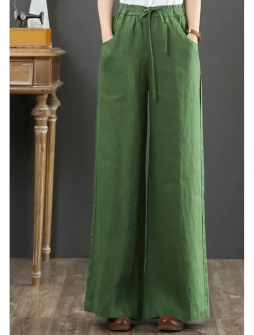 Women's Cotton Linen Shorts Linen-Inspired Pants Cotton Linen Pants Fashion Streetwear Full Length Natural Plain Pocket Elastic Drawstring Design Comfy Comfortable Street Going out Apricot Jacinth