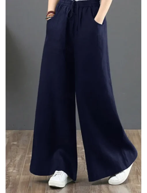 Women's Cotton Linen Shorts Linen-Inspired Pants Cotton Linen Pants Fashion Streetwear Full Length Natural Plain Pocket Elastic Drawstring Design Comfy Comfortable Street Going out Apricot Jacinth