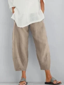 Women's Cotton Linen Shorts Capri shorts Casual Daily Ankle-Length Plain Side Pockets Breathability Comfortable Inelastic Weekend Black Navy Blue Khaki Gray Summer Regular Fit