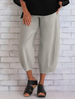 Women's Cotton Linen Shorts Capri shorts Casual Daily Ankle-Length Plain Side Pockets Breathability Comfortable Inelastic Weekend Black Navy Blue Khaki Gray Summer Regular Fit