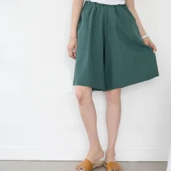 Women's Cotton Linen Shorts Wide Leg Shorts Fashion Knee Length Solid Color Side Pockets Wide Leg Comfort Inelastic Casual Daily Black Red Navy Blue Green Loose Fit