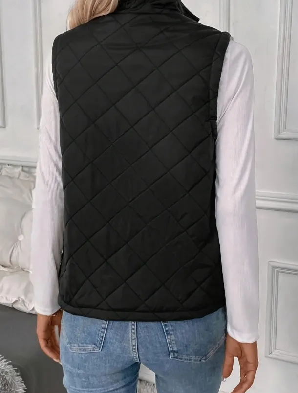 Women's Cotton Linen Vest Shrugs Daily Basic Modern Sleeveless Turtleneck Black Spring Fall Winter