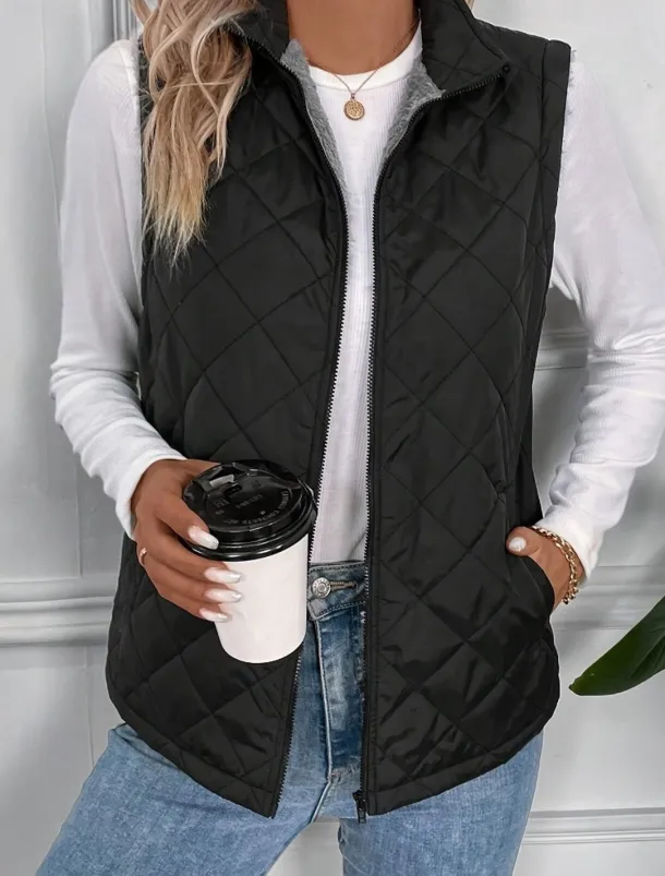 Women's Cotton Linen Vest Shrugs Daily Basic Modern Sleeveless Turtleneck Black Spring Fall Winter