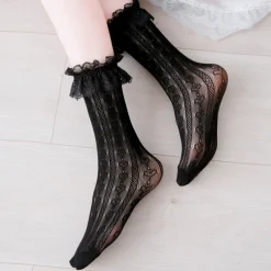 Women's Crew Socks Wedding Holiday Lace Sexy Lolita Elastic 1 Pair