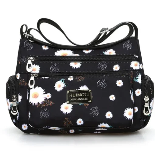 Women's Crossbody Bag Crossbody Bag Nylon Outdoor Daily Going out Print Waterproof Floral Print Flower Black Grey Black White