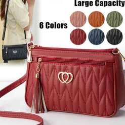 Women's Crossbody Bag Shoulder Bag Hobo Bag PU Leather Outdoor Daily Holiday Buttons Tassel Zipper Large Capacity Waterproof Lightweight Solid Color Quilted ArmyGreen Yellowish brown Maroon Red