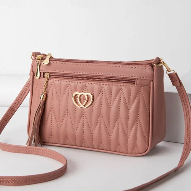 Women's Crossbody Bag Shoulder Bag Hobo Bag PU Leather Outdoor Daily Holiday Buttons Tassel Zipper Large Capacity Waterproof Lightweight Solid Color Quilted ArmyGreen Yellowish brown Maroon Red