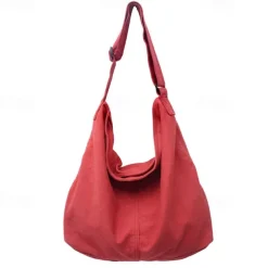 Women's Crossbody Bag Shoulder Bag Canvas Tote Bag Canvas Daily Holiday Zipper Large Capacity Waterproof Breathable Solid Color Balck White Red