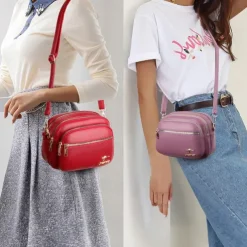 Women's Crossbody Bag Shoulder Bag Dome Bag PU Leather Shopping Daily Zipper Large Capacity Waterproof Lightweight Solid Color Black Red Purple