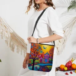 Women's Crossbody Bag Shoulder Bag Bucket Bag Oxford Cloth Nylon Shopping Daily Holiday Print Large Capacity Waterproof Lightweight Flower Outdoor Scene Yellow Blue Purple