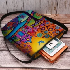 Women's Crossbody Bag Shoulder Bag Bucket Bag Oxford Cloth Nylon Shopping Daily Holiday Print Large Capacity Waterproof Lightweight Flower Outdoor Scene Yellow Blue Purple