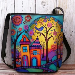 Women's Crossbody Bag Shoulder Bag Bucket Bag Oxford Cloth Nylon Shopping Daily Holiday Print Large Capacity Waterproof Lightweight Flower Outdoor Scene Yellow Blue Purple